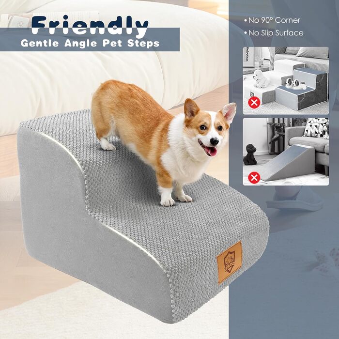 Сходинки для собак 2 шт., портативна сходинка для домашніх тварин з миючим покриттям, для маленьких собак, котів, з щільного поролону для ліжка та дивану
