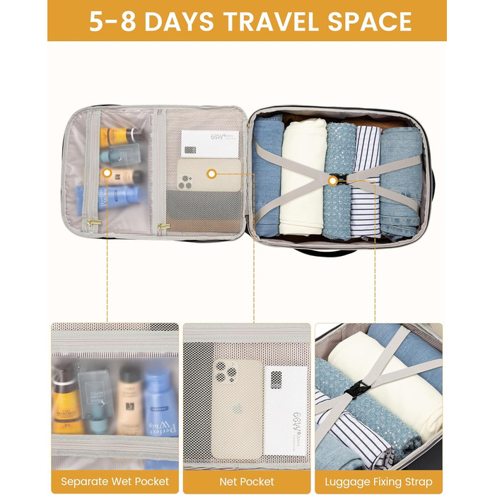 LOVEVOOK Рюкзак для ручної поклажі, 40L, водонепроникний, для ноутбука 17 дюймів, Easyjet, для подорожей, роботи, трекінгу, оливково-бежевий (18 дюймів, A-чорний)