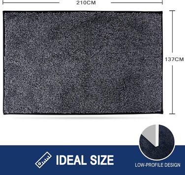 Килимок для дому FCSDETAIL 60x90 см, антиковзаючий, машинне прання, поглинаючий воду, для собак, вхід, передпокій, 137x210 см, темно-сірий