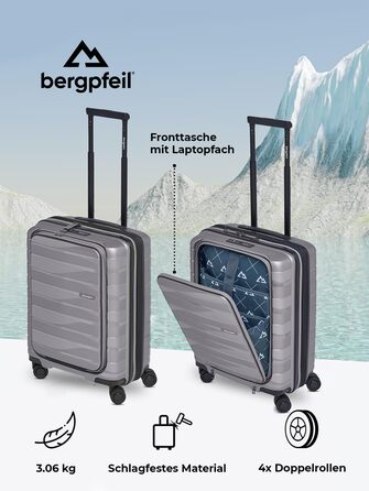 Чемодан середнього розміру з жорстким корпусом | Розкладний валіза-тележка 45 x 27 x 66 см з високоякісного поліпропілену | Унісекс, вага 3,7 кг | Подвійні колеса & TSA-замок (для подорожей) | Відсік для ноутбука (55 см)