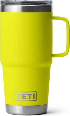 Термокружка YETI Rambler 20 oz (591 мл), нержавіюча сталь, ізольована, кришка Stronghold, колір Firefly Yellow
