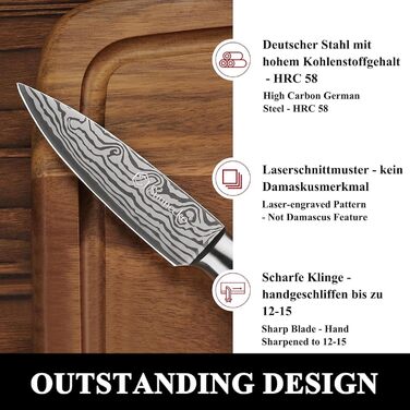 Ніж Sunnecko 9см для овочів та фруктів: універсальний кухонний ніж зі зручною ручкою з нержавіючої сталі