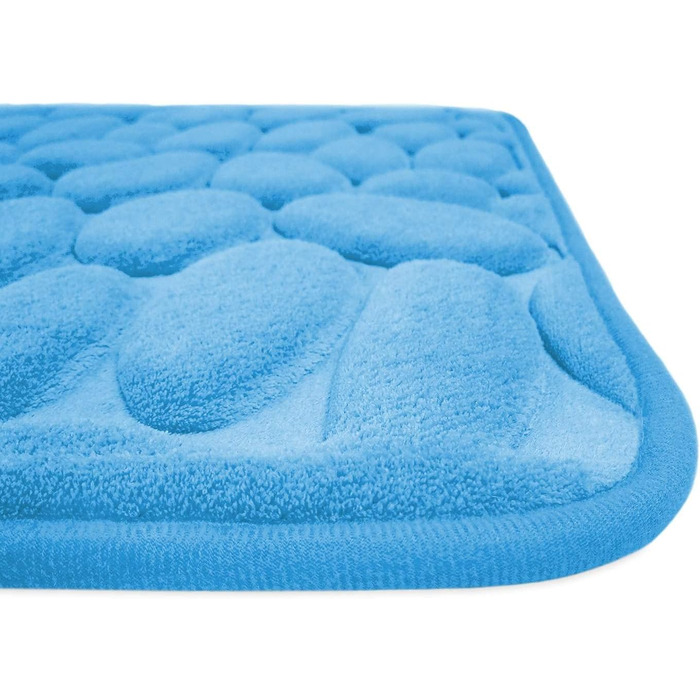 Memory Foam Bathroom Rug - Non-Slip Washable & Quick-Dry Bath Mat - 60 x 100 cm Blue