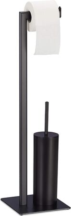 Relaxdays Toilet Accessories Set - Toilet Paper Holder, Toilet Brush & Holder, Standing, Black