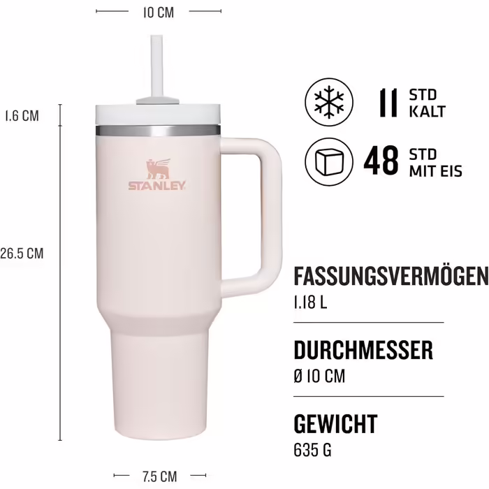 Термокружка Stanley Quencher H2.0 з трубочкою 1.2 л, нержавіюча сталь, зберігає холод до 48 годин, BPA Free, підходить для миття в посудомийній машині
