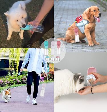 Турботрінка для собак на винос, портативна пляшка для води без BPA, дорожня миска для води для собак маленьких порід, водонепроникний диспенсер для води для домашніх тварин Outdoor (білий) Білий (550 мл + 100 г, білий)