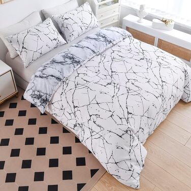 Комплект постільної білизни Marmor (200x200 см) 3 частини: простирадло, 2 наволочки 80x80 см, мікрофібра, білий з малюнком мармур