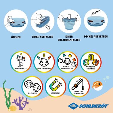 Schildkröt® Fishing Game Set, magnetic fishing game, for indoor and outdoor use, telescopic fishing rod, 3-liter collapsible bucket, BPA-free
