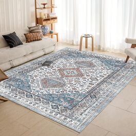 OMERAI Large Rug - Living Room Rug 200x290CM, Bedroom Rug Dark Blue, Oriental, Soft Short Pile Carpet - Machine Washable Rugs Dark Blue 200 x 290 cm