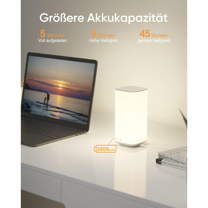 Нічна лампа торшера Touch Dimmable, з пультом дистанційного керування LED, на батарейках, 256 кольорів, 3 режими, нічник, для дітей, створення атмосфери, настільна лампа, таймер для спальні, вітальні, біла
