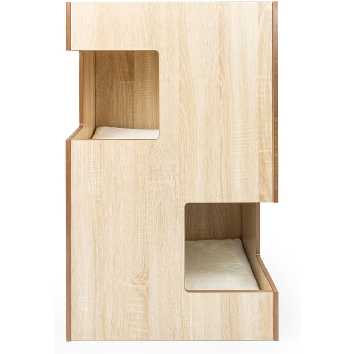 Преміум будиночок для кота з дерева, замок-вежа з ліжками, 50x50x80 см, темно-сірий (бежевий)