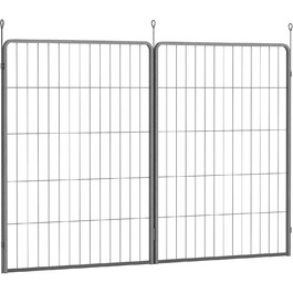 PawHut 2 шт. розширювальні панелі для огорожі для собак, 80 x 80 см, сталевий загін для цуценят та собак середніх розмірів, сірий (80 x 1,5 x 100 см)