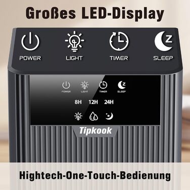 Електричний осушувач повітря Tipkook 2400 мл з автоматичним відтаненням, 10 кольорових світлодіодів, таймером 8/12/24 год, портативний для ванної, спальні, кухні, шафи, срільно-сірий