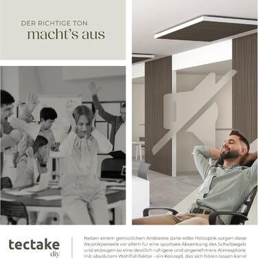 Акустичні панелі tectake® з імітацією дерева, сірий дуб (4 шт.) - для дому, декору та звукоізоляції