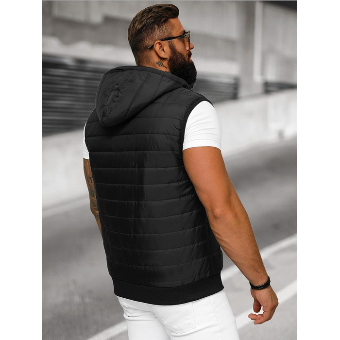 Чоловіча степкова жилетка OZONEEE з капюшоном, чорна, XL. Спортивна жилетка без рукавів для перехідного сезону, модель 777/892KA