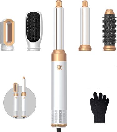 Набір для укладки волосся 5 в 1, Air Styler: фен-щітка, плойка для локонів, автоматична завивка, білий