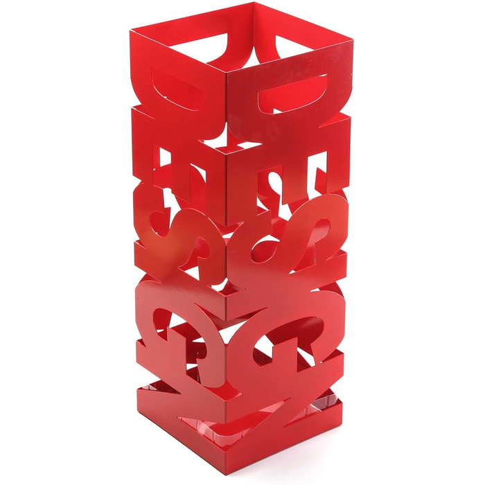 Versa Modern Umbrella Stand - Metal, White/Red - Entryway, Hallway, Living Room Organizer