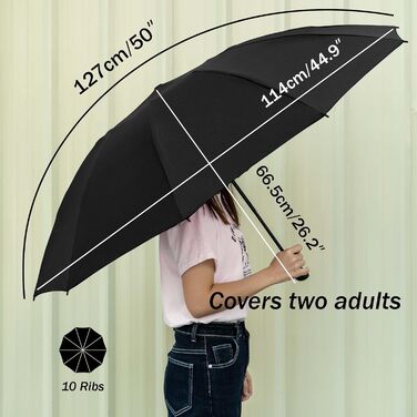 Чоловічий складаний парасоль від дощу Conlun Kompakter, штормостійкий, 127 см, чорний