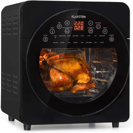 Klarstein AeroVital easy touch Hot Air Fryer - 1700 W Hot Air Fryer, Air Fryer with XXL Volume: 14 Liters, 16 Programs, Cool touch housing, 60 min Timer, 8 h Drying Function, black