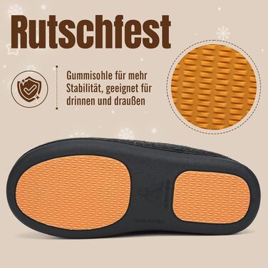 Зимові домашні капці Mishansha унісекс з ефектом пам'яті (Memory Foam), теплі та протиковзкі тапочки для жінок та чоловіків, Onyx, розмір 46 EU