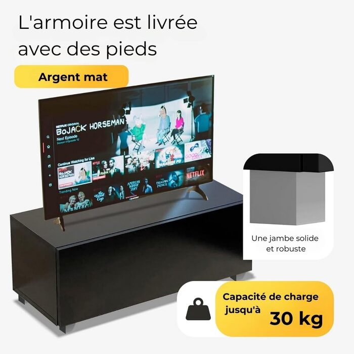 4housedesign® TV Board Lowboard Hanging | TV Cabinet Sideboard Living Room | Lowboard Living Room TV Shelf TV Board Hanging TV Cabinet TV 55 Inch - TV Lowboard Black Matt (300 (3x100), Black Matt)