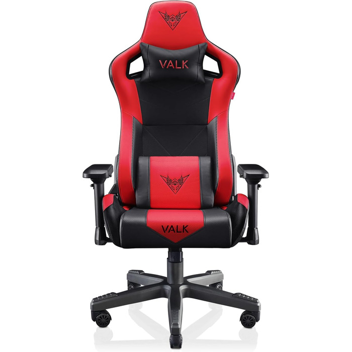 Ігровий крісло VALK Gaia з підлокітниками 4D, газовою амортизатором класу 4, регульованою спинкою 160º та штучною шкірою (Червоний)