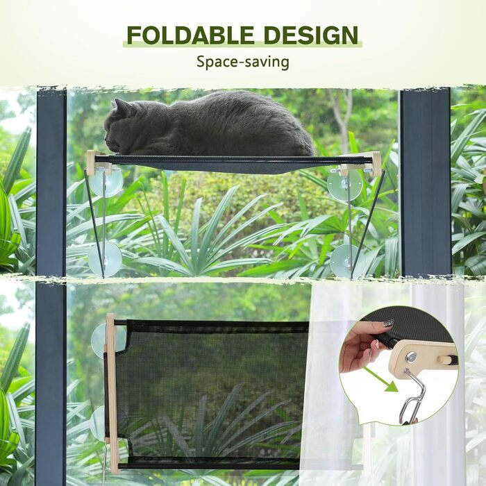 Ліжко-гамак для котів Katzen Fensterplätze (до 15 кг), 58 x 36 см, з міцного дерева та металу