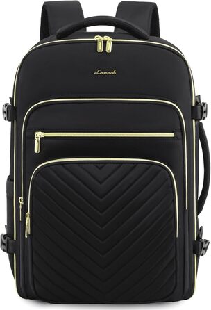 LOVEVOOK Рюкзак для ручної поклажі, 40L, водонепроникний, для ноутбука 17 дюймів, Easyjet, для подорожей, роботи, трекінгу, оливково-бежевий (18 дюймів, A-чорний)