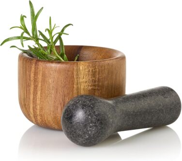 Набір для стукання спецій AdHoc MO42 | Дерево акації та граніт | Ø 9 см