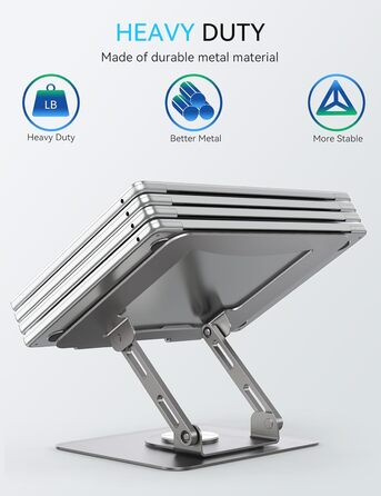 Підставка для ноутбука Soundance: регульована висота, 360° обертання, чорна, 10-15,6 дюймів