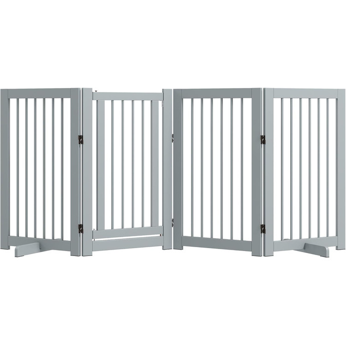 ПавГат Захисне ґратка для собак, самостійна, 204 x 75 см, 4 панелі, дерево, білий (220L x 36B x 91H cm, світло-сірий)