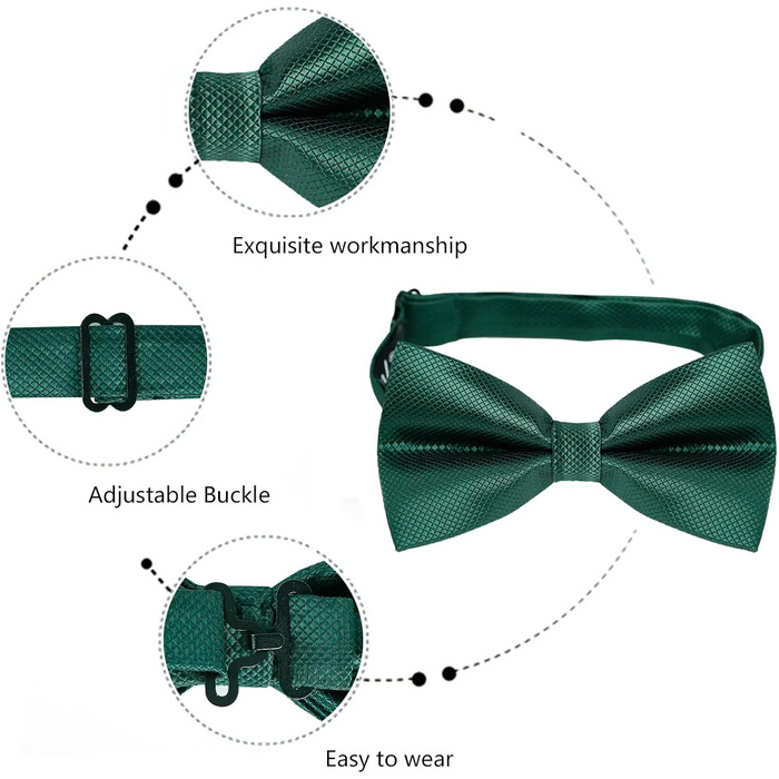 Набір краватка-метелик, запонки та хустинка Alizeal для чоловіків (лісово-зелений)