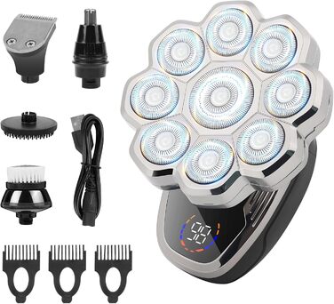 Електричний чоловічий голкострум OFFCUP Glatzen з 9D головками, водонепроникний (IPX6), з тримером для носа, LED дисплеєм, бездротовий