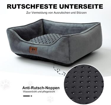 Dog Bed for Small and Medium Dogs 65x55x18cm, Washable Dog Cushions, Removable Cover, Dog Sofa Dog Basket with Raised Edges, Fluffy Cat Bed Dog Bed with Nubs, Dark Grey (90x75x25cm, Dark Grey - Removable)