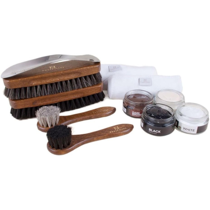 FootFitter Shoe Shine Refill Set, Complete Shoe Shine Kit with Shoe Polish Cream & Shoe Care Tools For Leather Shoes