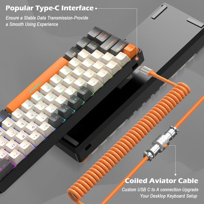 ZIYOU LANG T60 Pro: Механічна комбо клавіатура та миша з RGB підсвічуванням (60% UK Layout, Linear Red Switch, 6400DPI)