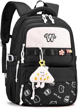 Шкільний рюкзак для підлітків (дівчаток та хлопців), чорний: водонепроникний, великий, для школи, подорожей, повсякденного використання та роботи