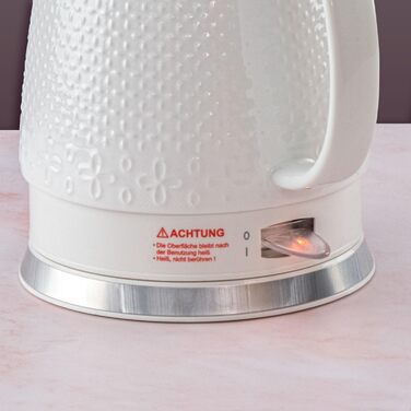 Електричний чайник з кераміки, 1,5 л, знімний кришка, білий - Дизайн Sakura, лебідячий ніс