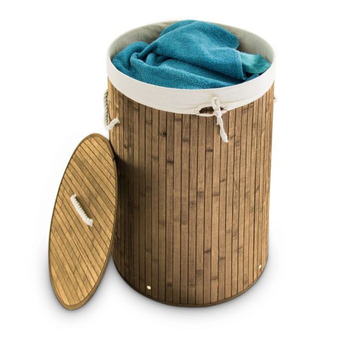 Relaxdays Bamboo Laundry Basket Round