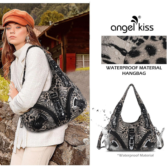 Сумка жіноча Angelkiss Hobo через плече, велика, повсякденна, коричнево-чорна в леопардовий принт