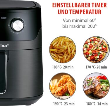 Фритюрниця Alpina Heißluft XXL: Air Fryer на 4-6 осіб, 1800W, 6L, з цифровим дисплеєм та таймером