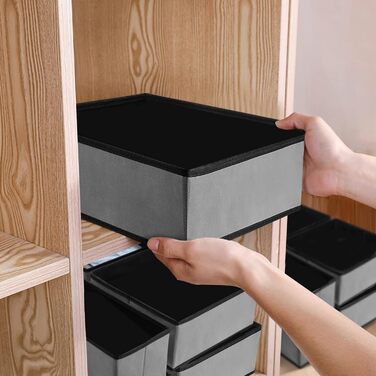 Puricon 13-Piece Storage Box Set Fabric Drawer Organizers/Organization System for Clothes Foldable Storage Boxes Set Boxes for Closet Bedroom - Grey