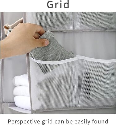 Настінна полиця-органайзер для шафи, сіра, 4 відділення, 12 кишень, 30x22.5x80 см