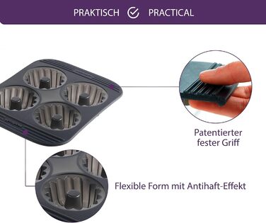 Mastrad F41474 Gugelhupf Baking Molds, Silicone, Grey, 6 x 27 x 21 cm