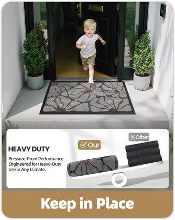 Придверний килимок COLOR&GEOMETRY для вулиці 43 x 76 см, протибрудний та антиковзаючий килим для вхідної групи, бежевий