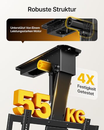 Електричний кронштейн для телевізора monTEK на стелю (32-75 дюймів, до 55 кг), VESA 600x400, з дистанційним керуванням, додатком та голосовим управлінням, складаний