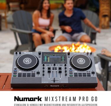 Numark Mixstream Pro Go: Портативний DJ-контролер з акумулятором, мікшер з розділенням STEM, динамік, Wi-Fi, сенсорний екран, сумісний з Serato DJ