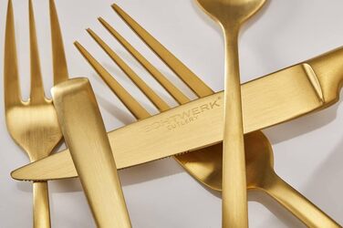 ECHTWERK Avelino Flatware Set, Gold Edition, 20-piece, Dinnerware for up to 4 people, 18/10 Stainless Steel, Matte Finish, High-Quality Cutlery Set, for Dining Table, Table Decoration for Weddings & Festive Occasions