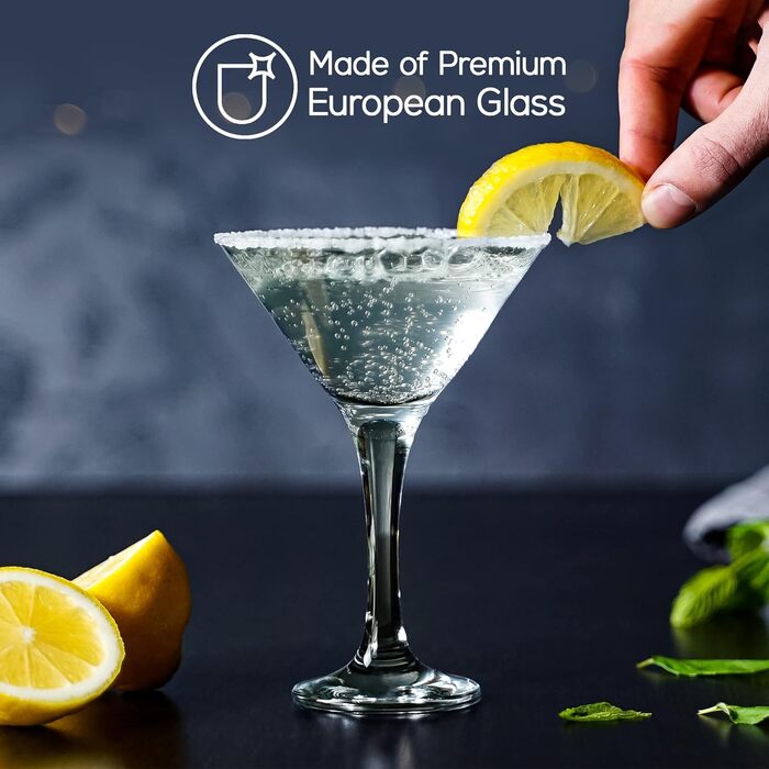 Набір мартіні склянок CRYSTALIA Premium, 4 шт, 175 мл, без свинцю, для коктейлів, Cosmopolitan, підходить для миття в посудомийній машині