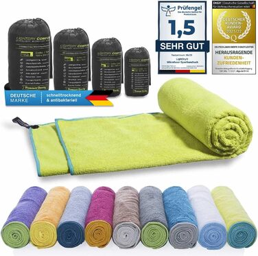 LightDry® Original Мікрофіброве спортивне рушник для подорожей - рушник для басейну, спорту та фітнесу, швидковисихаючий, антибактеріальний (60 x 30 см, лайм)